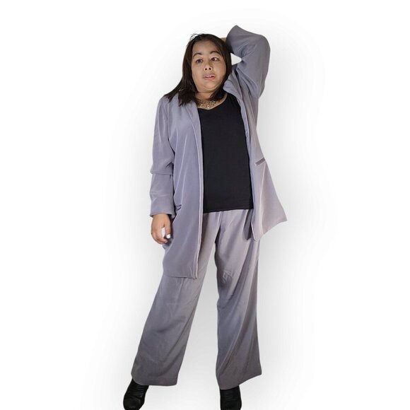 LOUBEN WOMENS 2 PIECE OUTFIT SIZE 14 GREY TOP WITH HIGH RISE PANTS - Picture 13 of 14